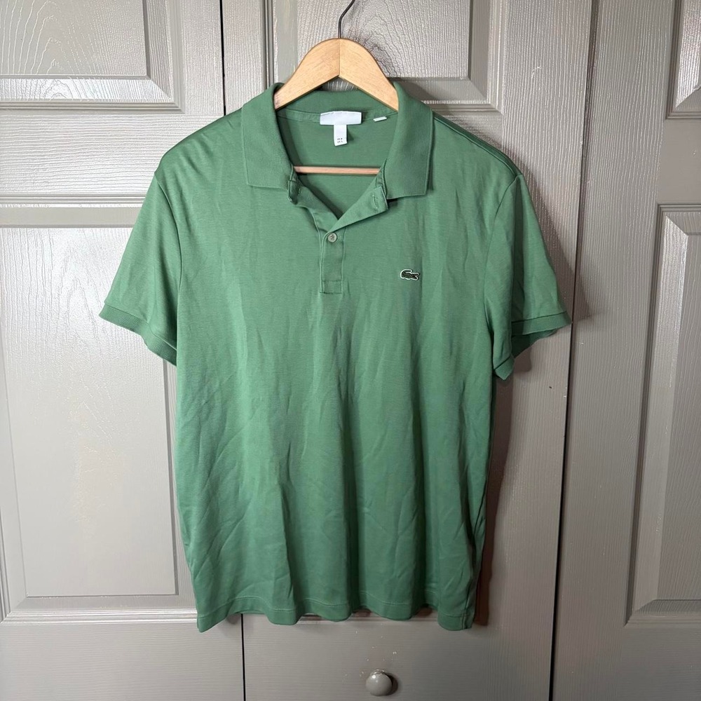Lacoste Mens Regular Fit Short Sleeve Pique Polo Shirt Green Size L FR 5